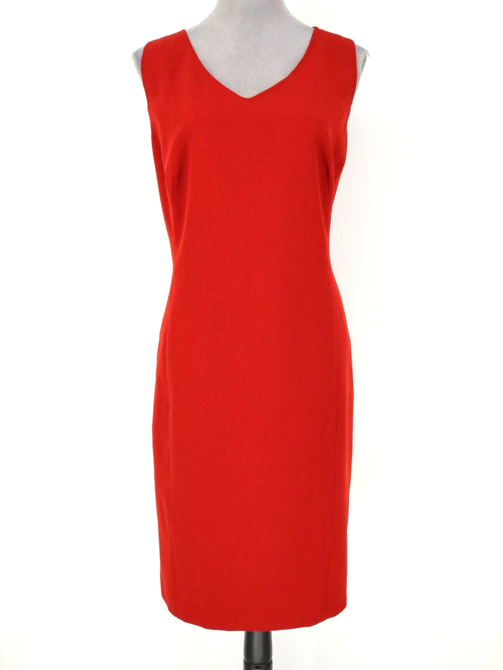 Kasper Dress Petites 16P Brick Red Sheath Lined Sleeveless Back Zip Career